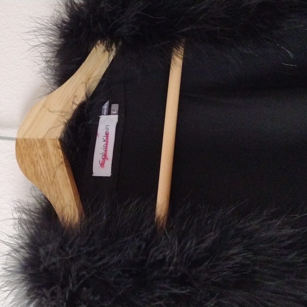 🖤🪶 VINTAGE Calvin Klein Feather Trim Cardigan in Black - Picture 3 of 3